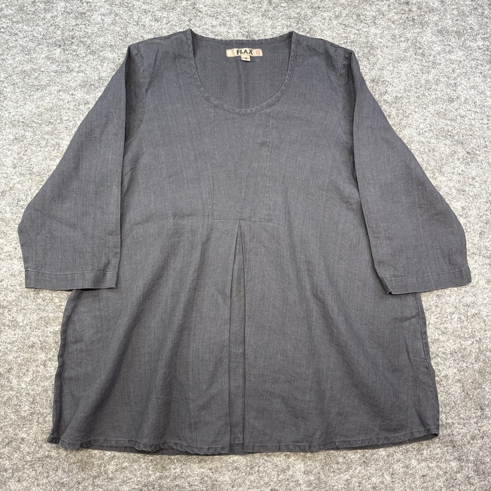 Flax linen top women's S 6-10 gray pleated coastal lagenlook minimalist NWOT